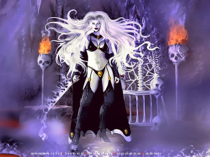 обоя календари, фэнтези, девушка, череп, огонь, 2019, calendar, блондинка, женщина