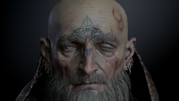 Картинка 3д+графика люди+ people тату серьга мужчина