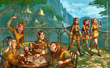 Картинка календари фэнтези 2019 calendar стол игра девушка город существо мужчина