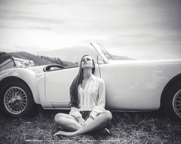 Обои картинки фото календари, компьютерный дизайн, машина, природа, женщина, чемодан, 2019, девушка, calendar, автомобиль