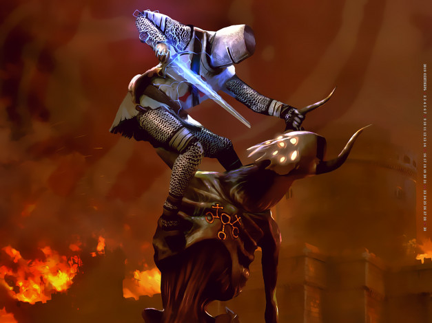 Обои картинки фото календари, фэнтези, шлем, рога, нежить, воин, 2019, calendar, оружие