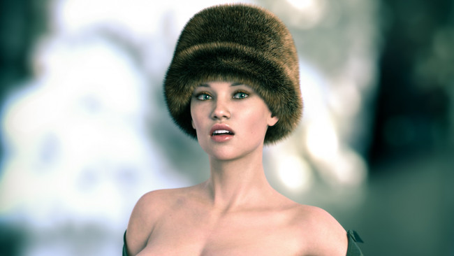 Обои картинки фото 3д графика, люди , people, шапка, девушка