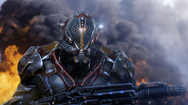 Обои картинки фото фэнтези, роботы,  киборги,  механизмы, робот, оружие, броня