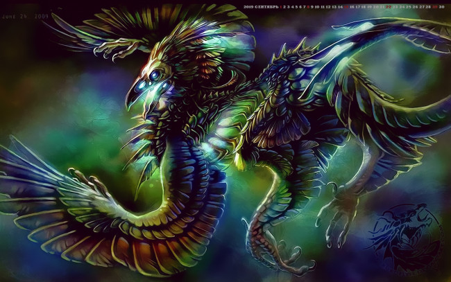 Обои картинки фото календари, фэнтези, крылья, существо, 2019, calendar