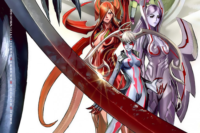 Обои картинки фото календари, аниме, calendar, девушка, 2019