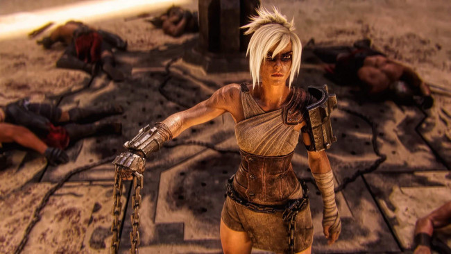 Обои картинки фото видео игры, league of legends, riven, цепи, трупы