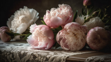 Картинка разное компьютерный+дизайн цветы букет розовые пионы пышные махровые ии-арт нейросеть