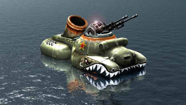 Обои картинки фото видео игры, command & conquer,  red alert 3, механизм, орудия, море