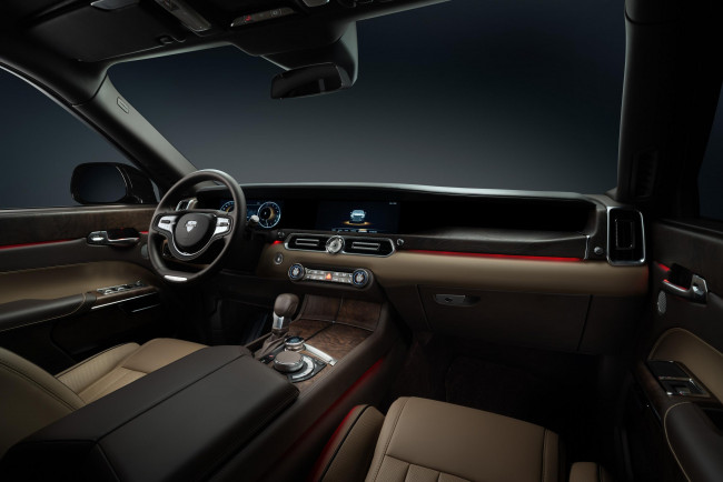 Обои картинки фото 2023 aurus komendant, автомобили, интерьеры, чeрный, аурус, кoмeндант, тoрпeда, салoн