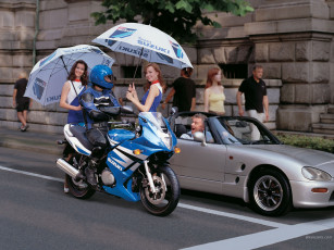 Картинка suzuki gs 500 мотоциклы мото девушкой