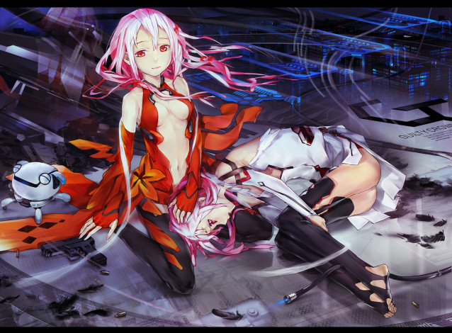 Обои картинки фото yuzuriha, inori, аниме, guilty, crown, fyu-neru