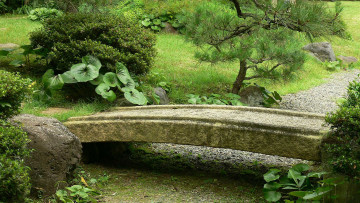 Картинка природа парк мостик камни дорожка