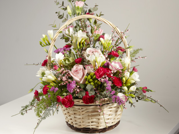 Обои картинки фото цветы, букеты, композиции, корзина, букет