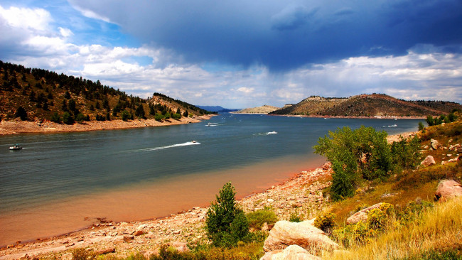 Обои картинки фото природа, реки, озера, пляж, холмы, река