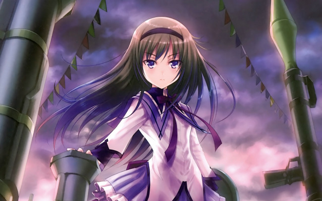 Обои картинки фото аниме, mahou, shoujo, madoka, magika, девушка, взгляд, magica, akemi, homura