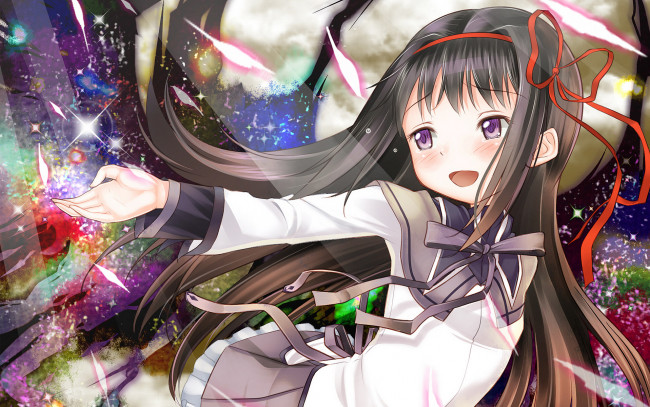 Обои картинки фото аниме, mahou, shoujo, madoka, magika, magica, девушка, akemi, homura