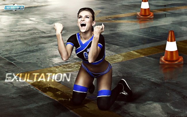 Обои картинки фото football, exultation, спорт, футбол, девушка