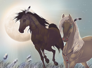 Картинка рисованные животные +лошади лошади