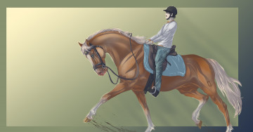 Картинка рисованные животные +лошади мужчина лошадь