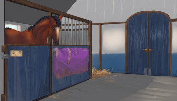 Картинка рисованные животные +лошади лошадь