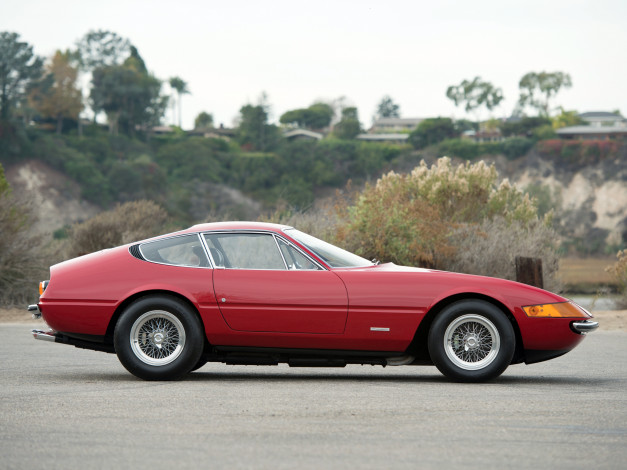 Обои картинки фото автомобили, ferrari, gtb, 4, 1971, daytona, красный, 365