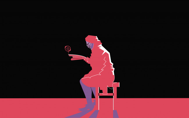 Обои картинки фото рисованные, минимализм, бабушка, стул