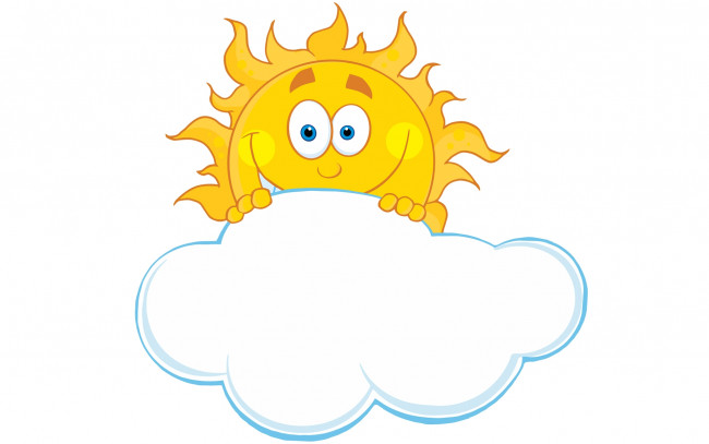 Обои картинки фото рисованные, минимализм, солнце, тучка