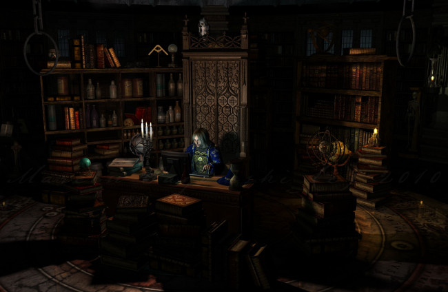 Обои картинки фото 3д графика, people , люди, мужчины, свечи, стол, коината, девушки