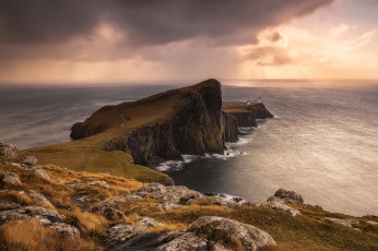 Картинка природа побережье тучи горизонт мыс океан