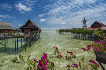 Картинка природа тропики бунгало океан