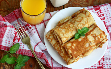 Картинка еда блины +оладьи выпечка фото сок стакан