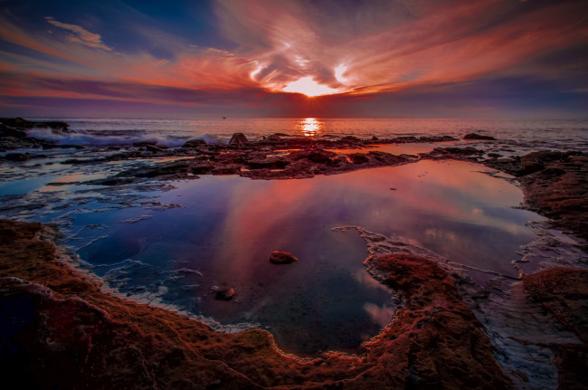 Обои картинки фото природа, восходы, закаты, заря, горизонт, океан