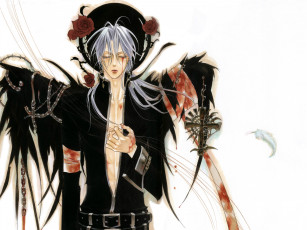 Картинка аниме trinity+blood черные крылья цепи art kiyo kyujyo кровавые слезы крест проклятие abel nightroad кровь триединства trinity blood