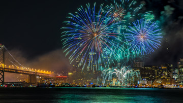 Картинка разное салюты +фейерверки ночь фейерверк