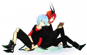 Картинка аниме ангелы +демоны рогатые