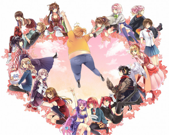 Обои картинки фото аниме, unknown,  другое, девушки, сердце