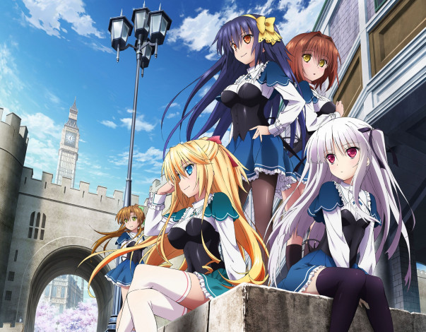 Обои картинки фото аниме, absolute duo, девушки, город