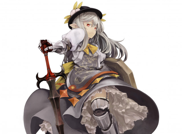 Обои картинки фото аниме, final fantasy, доспехи, арт, девушка, меч