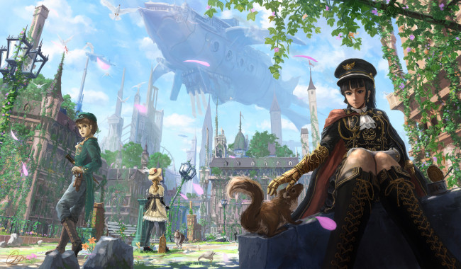 Обои картинки фото аниме, город,  улицы,  здания, фантастика, арт, makkou4