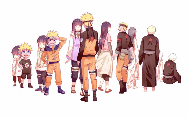 Обои картинки фото аниме, naruto, пара, наруто, арт, хината