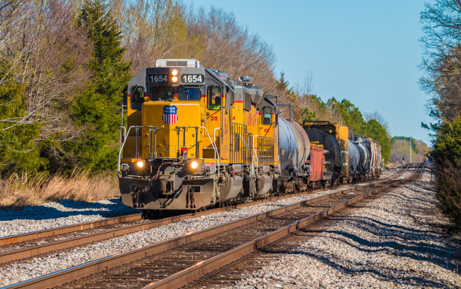 Обои картинки фото техника, поезда, рельсы, локомотив, состав