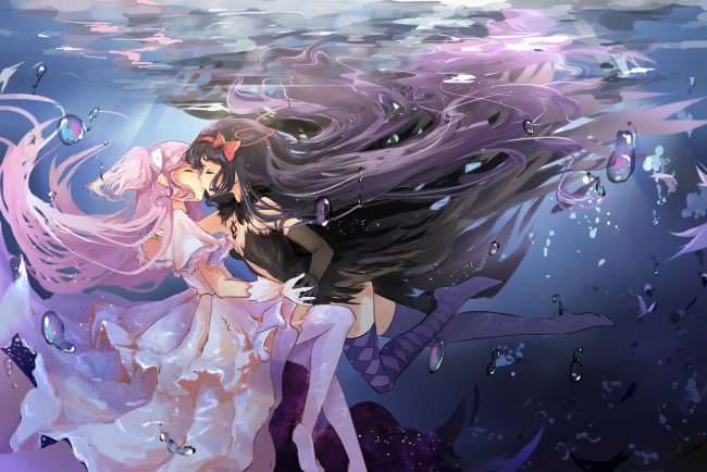 Обои картинки фото аниме, mahou shoujo madoka magika, ultimate, madoka, akuma, homura, dango, dangowalolicon, akemi