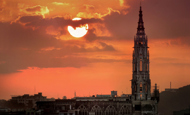 Обои картинки фото cuba la habana centro, города, гавана , куба, закат