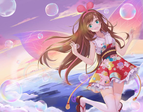 Картинка аниме животные +существа фон взгляд девушка