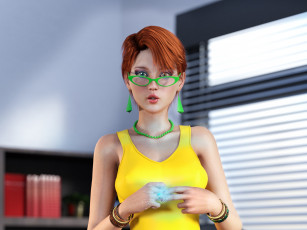 Картинка 3д+графика люди+ people девушка взгляд фон