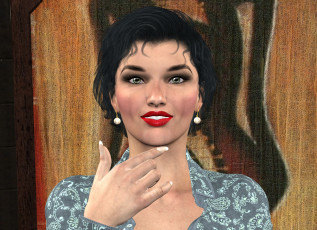 Картинка 3д+графика портрет+ portraits девушка фон взгляд