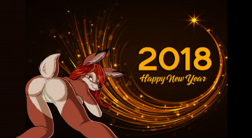 Картинка аниме зима +новый+год +рождество существо хвост фон праздник