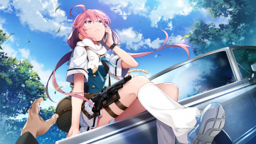 обоя аниме, grisaia no kajitsu, девушка, взгляд, фон