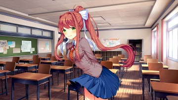 Картинка doki+doki+literature+club аниме фон взгляд девушка