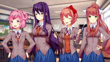 Картинка doki+doki+literature+club аниме фон взгляд девушки